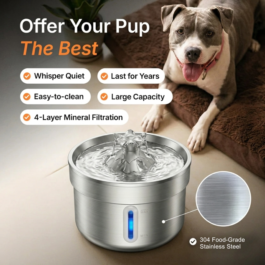 ÉlevéPaws Stainless Steel Pet Water Fountain – 4L Fresh Flow Hydration Bowl