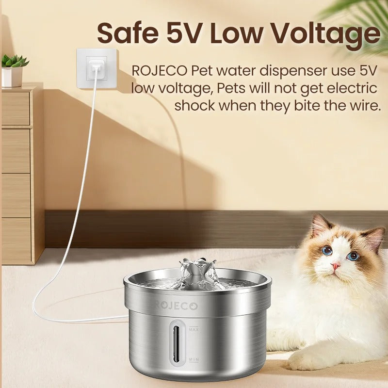 ÉlevéPaws Stainless Steel Pet Water Fountain – 4L Fresh Flow Hydration Bowl