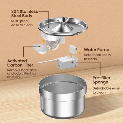ÉlevéPaws Stainless Steel Pet Water Fountain – 4L Fresh Flow Hydration Bowl